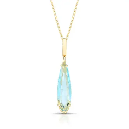 Colar com Pingente de Gota em Cristal e Fecho Click