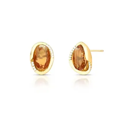 Brinco Oval com Cristal e Zircônias