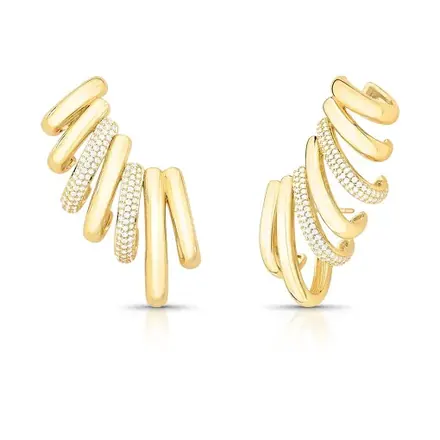 Brinco Ear Cuff com Sete Voltas e Zircônias