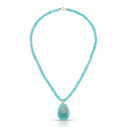 Colar com Pingente de Gota em Pedras Naturais e Zircônia