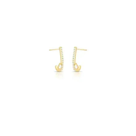 Brinco Curvo com Zircônias Redondas e de Gota