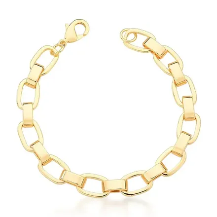 Pulseira com Elos Ovais Lisos Intercalados