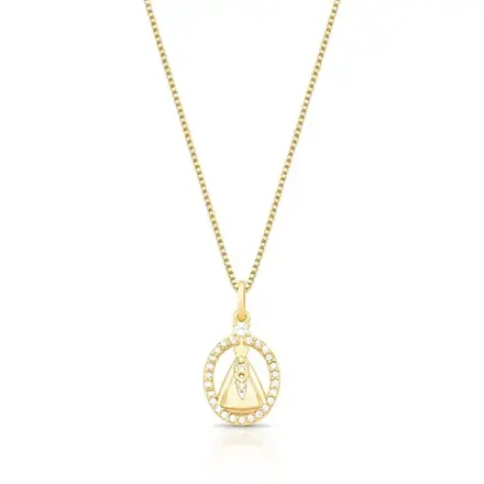 Colar com Pingente Oval de Nossa Senhora Aparecida