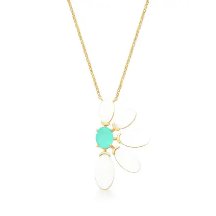 Colar com Pingente Meia Flor Madrepérola Banhado a Ouro