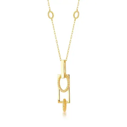 Colar com Pingente Retangular Banhado a Ouro