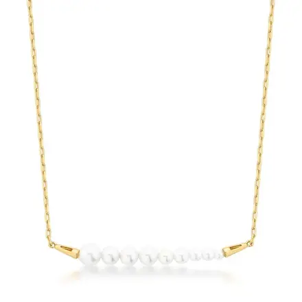 Colar com Pingente Curvo com Pérolas Shell Banhado a Ouro