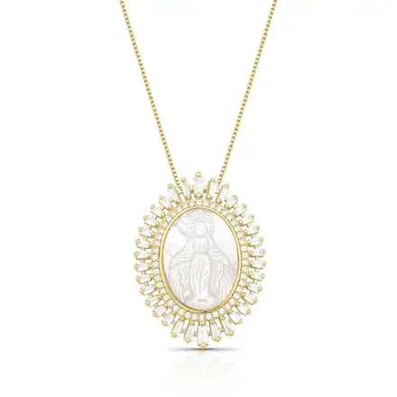 Colar com Pingente Oval de Nossa Senhora das Graças