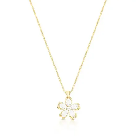 Colar com Pingente de Flor Vazada em Cristais