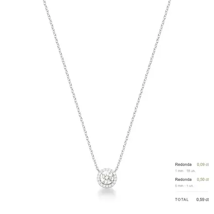 Colar com Pedras Moissanite 5mm Prata Rodinada