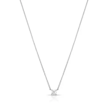 Colar com Pedra Redonda Moissanite 4mm Prata Rodinada