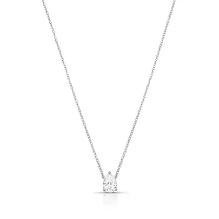 Colar com Pedra Moissanite de Gota 5x7mm Prata Rodinada
