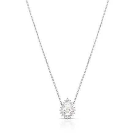 Colar de Gota em Pedras Moissanites Prata Rodinada