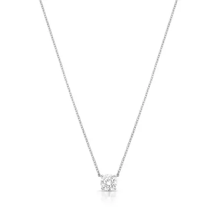 Colar com Pedra Redonda Moissanite 6mm Prata Rodinada