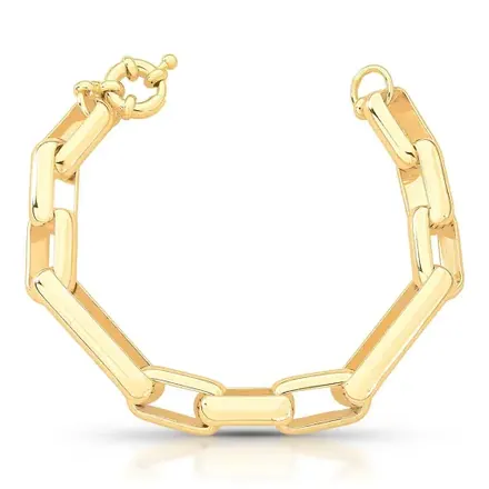 Pulseira com Elos Retangulares Lisos e Fecho Boia