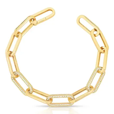 Pulseira em Elos Ovais Intercalados com Zircônias