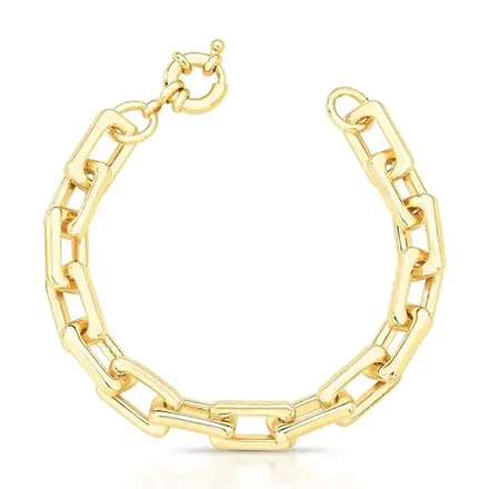 Pulseira com Elos Retangulares Vazados e Fecho Boia