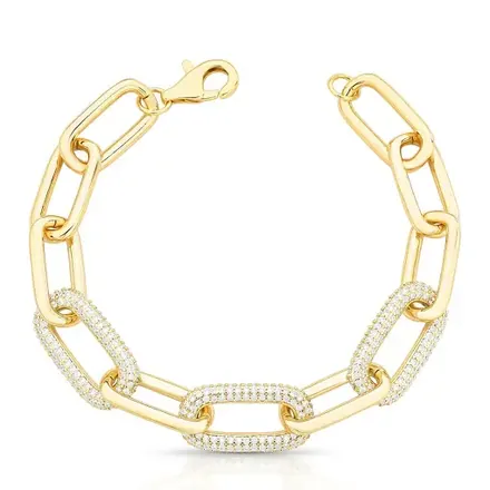 Pulseira com Elos Ovais Vazados em Zircônias