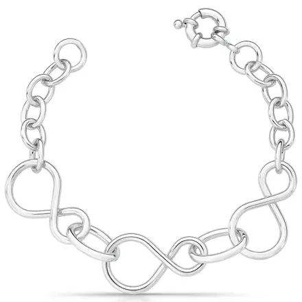 Pulseira com Elos Trançados e Ovais Lisos