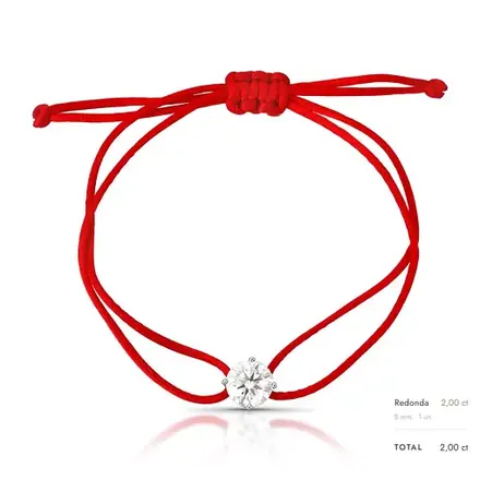 Pulseira Regulável com Pedra Moissanite 8mm Prata Rodinada