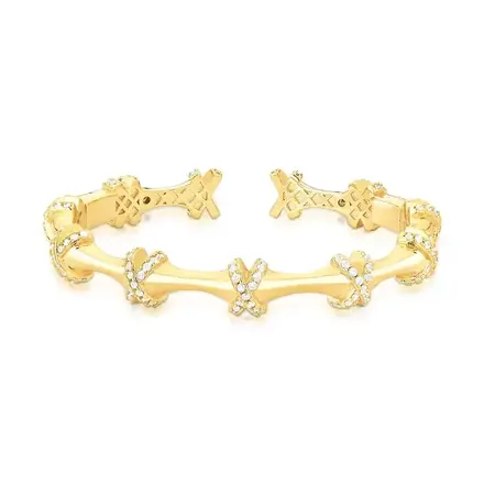 Bracelete Trançado com Zircônias e Abertura