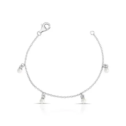 Pulseira Kids com Pérolas Shell Prata Rodinada