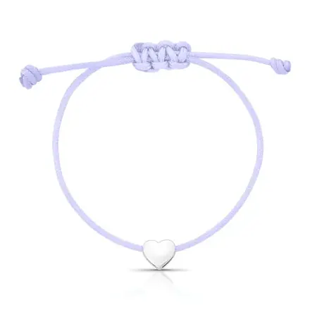 Pulseira Kids Regulável com Coração Prata Rodinada