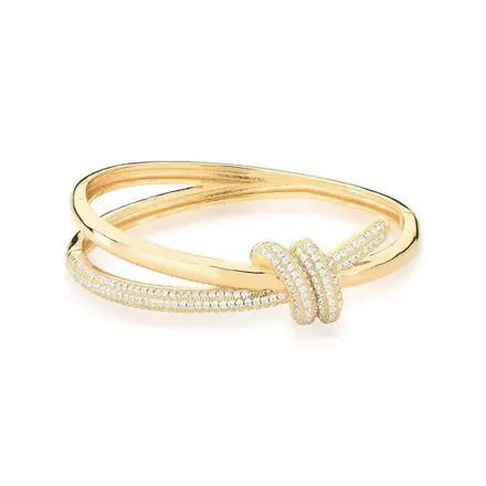 Bracelete em Nó com Duas Voltas e Zircônias
