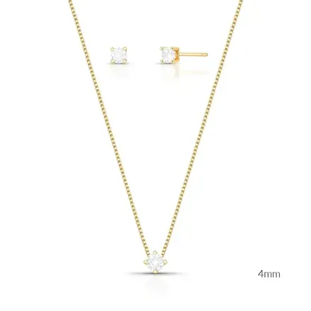 Conjunto Brinco e Colar com Pingente Ponto de Luz