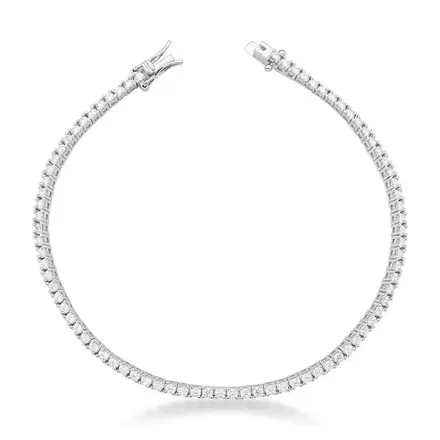 Pulseira Riviera com Cristais Redondos Prata Rodinada