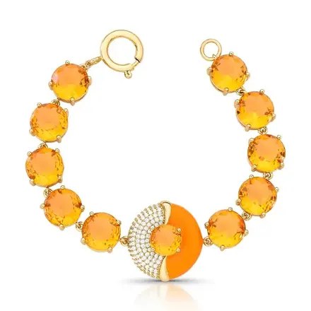 Pulseira em Cristais Redondos e Zircônias com Fecho Boia