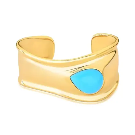Bracelete Curvo com Pedra em Gota