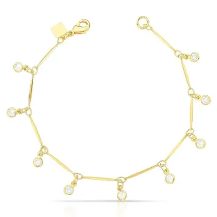 Pulseira com Pingentes de Zircônias Redondas em Pêndulo