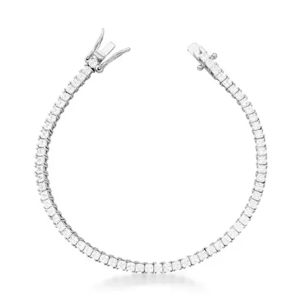 Pulseira com Cristais Quadrados Prata Rodinada