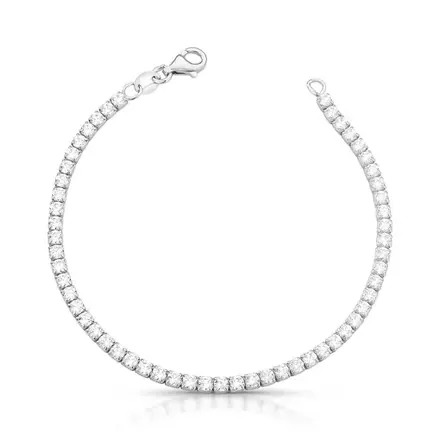 Pulseira Riviera com Cristais Prata Rodinada