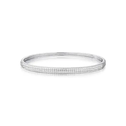 Bracelete com Três Fileiras de Zircônias Brancas