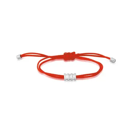 Pulseira Regulável em Fio de Seda com Pingente Prata Rodinada