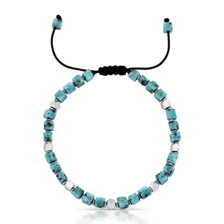 Pulseira com Pedras Hematita e Fecho Shambala em Aço