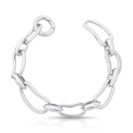 Pulseira de Elos Lisos e Cravejados com Zircônias