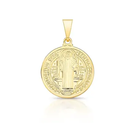 Pingente Medalha Redondo Imagem de São Bento Liso