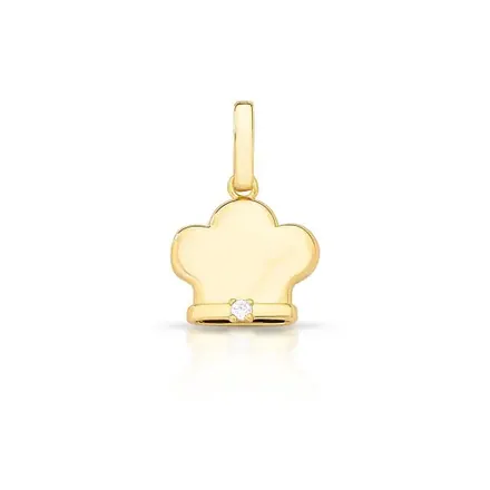 Pingente de Chapéu Chef com Cristal Redondo e Fecho