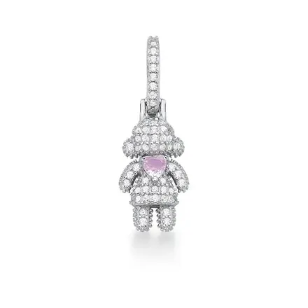 Pingente de Menina Cravejado e Cristal Prata Rodinada