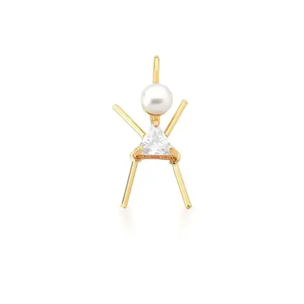Pingente de Menina com Pérola Shell e Zircônia Triangular