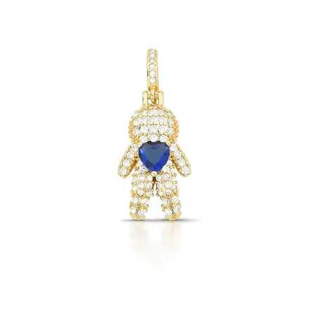 Pingente de Menino com Fecho e Cristal de Coração