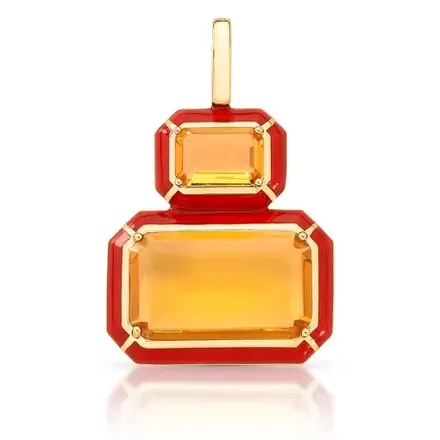 Pingente Esmaltado com Cristais Retangulares e Fecho