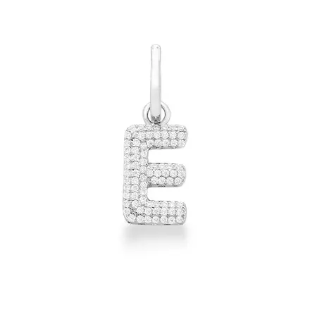 Pingente de Letra "E" em Zircônias com Fecho