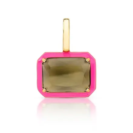 Pingente com Fecho Esmaltado e Cristal Retangular