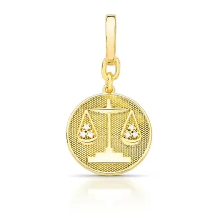 Pingente Redondo Signo Libra Texturizado e com Zircônia