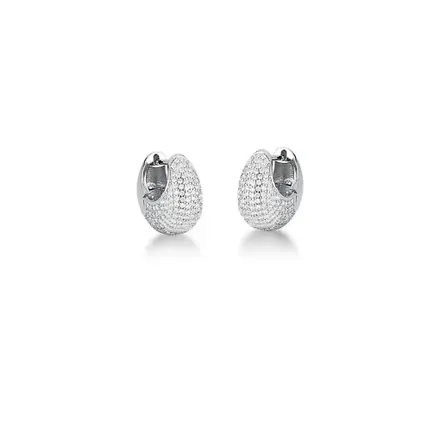 Argola Oval Abaulada com Zircônias