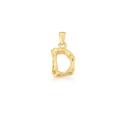 Pingente Letra "D" Liso e Trabalhado Banhado a Ouro