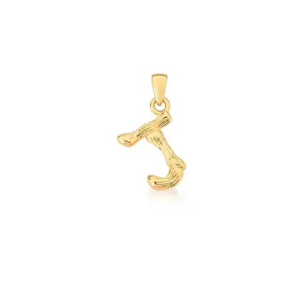 Pingente Letra "J" Liso e Trabalhado Banhado a Ouro